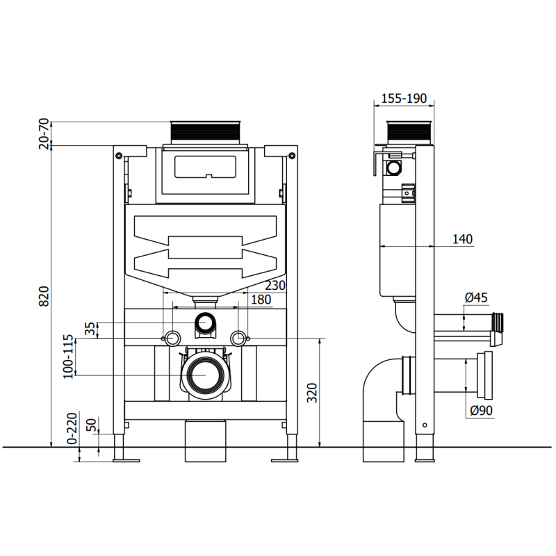 Mexen Fenix XS-U Concealed WC Set with Elis WC Bowl, Glossy White - 6853391XX00