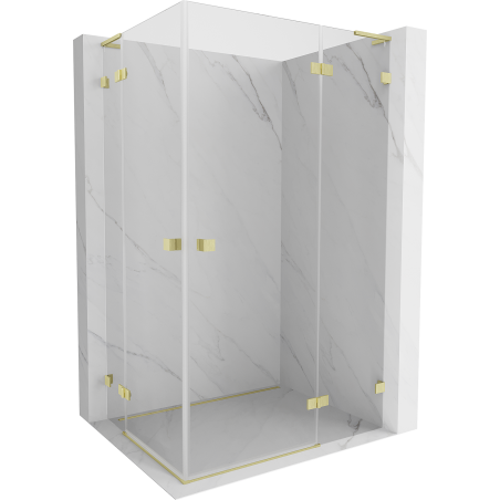Mexen Lunar L Duo right hinged shower cabin 100 x 85 cm, transparent, brushed gold - 834L-100P-085L-55-00