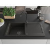 Mexen Leo 1-Bowl Granite Sink with Drainer 900 x 500 mm, Black/Gold Metallic, Black Siphon - 6501901010-75-B