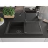 Mexen Leo granite sink, 1-bowl with drainer, 900 x 500 mm, black/gold metallic, black siphon - 6501901010-75-B