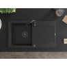 Mexen Leo 1-Bowl Granite Sink with Drainer 900 x 500 mm, Black/Gold Metallic, Black Siphon - 6501901010-75-B