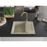 Mexen Enzo 1-compartment granite sink with a drip tray 576 x 465 mm, Beige, siphon Gold - 6506571005-69-G