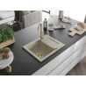 Mexen Enzo granite sink 1-bowl with drainer 576 x 465 mm, beige, gold siphon - 6506571005-69-G