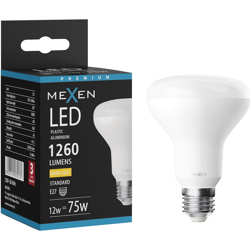 Mexen Nova LED Bulb E27, R80, 12W, Warm - 3000K, 1260 lm - L105-E27-1230-01