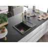 Mexen Enzo 1-bowl granite sink with drainer 576 x 465 mm, black speckled, gold siphon - 6506571005-76-G