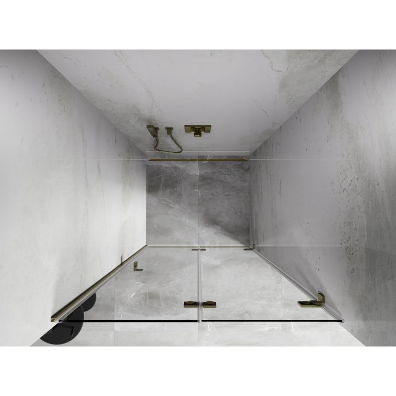 Mexen Lunar-F folding shower door right 50 cm, transparent, brushed gold - 836-050-000-55-00-P