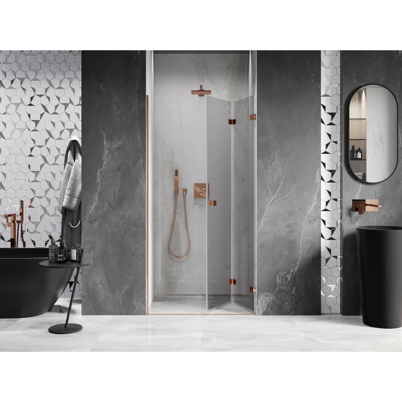 Mexen Lunar-F right folding shower door 50 cm, transparent, rose gold - 836-050-000-60-00-P