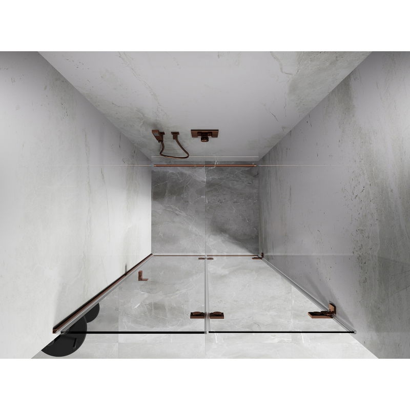 Mexen Lunar-F folding shower door right 55 cm, transparent, rose gold - 836-055-000-60-00-P