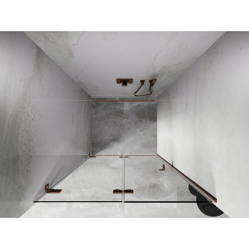 Mexen Lunar-F folding shower door left 55 cm, transparent, brushed copper - 836-055-000-65-00-L