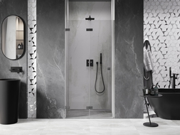 Mexen Lunar-F folding shower door left 50 cm, transparent, brushed gun gray - 836-050-000-66-00-L