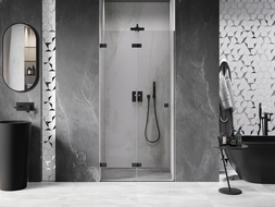Mexen Lunar-F folding shower door left 55 cm, transparent, black - 836-055-000-70-00-L