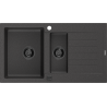Mexen Matias 1.5-compartment granite sink with a drip tray 900 x 505 mm, spotted black, siphon Black - 6502901505-76-B