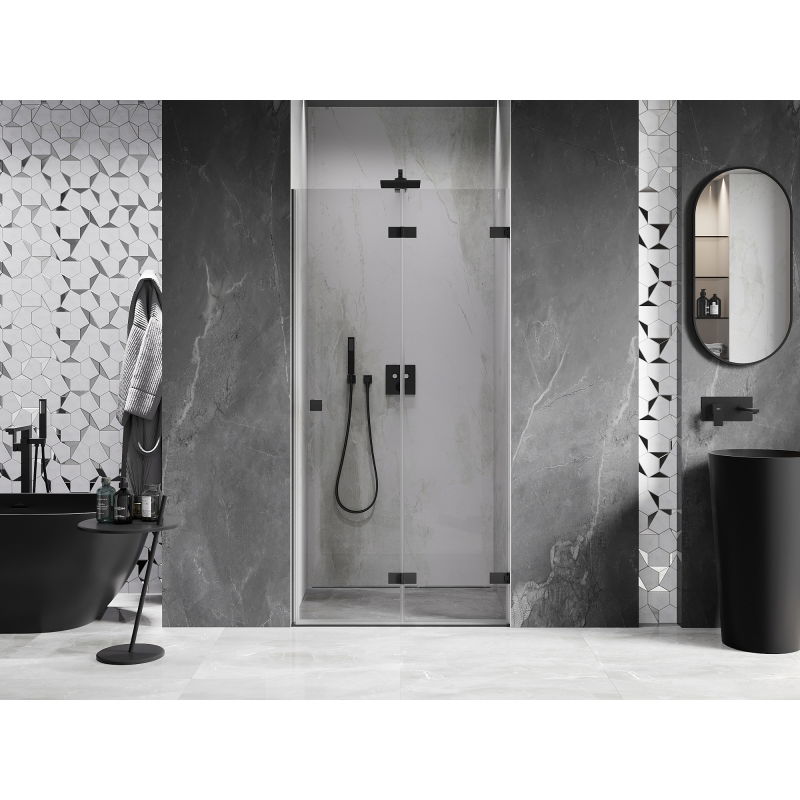 Mexen Lunar-F folding shower door right 55 cm, transparent, black - 836-055-000-70-00-P