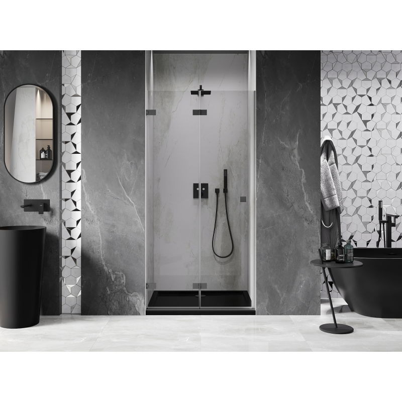 Mexen Lunar-F folding shower door left 55 cm, transparent, gun metal - 836-055-000-95-00-L