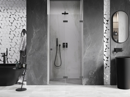 Mexen Lunar-F folding shower door right 55 cm, transparent, gun metal - 836-055-000-95-00-P