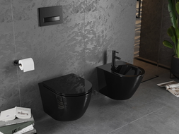 Mexen flush-mounted Felix B bidet frame and bidet set Lena, Black gloss - 69935224870