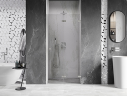 Mexen Lunar-F right folding shower door 50 cm, transparent, brushed nickel - 836-050-000-97-00-P