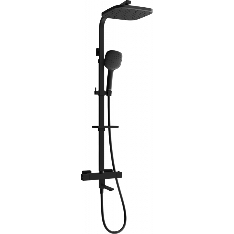 Mexen CQ33 bath and shower set with a rainmaker and thermostatic mixer tap, Black - 779103395-70
