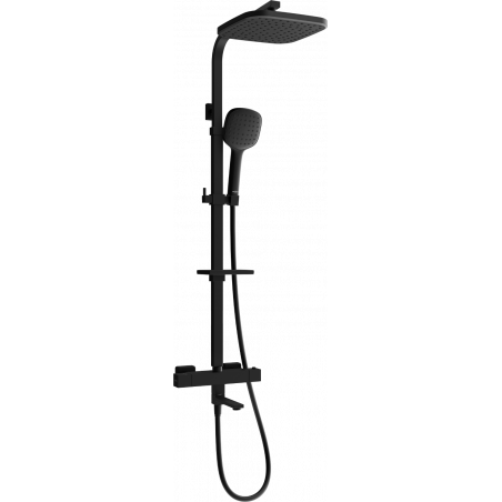 Mexen CQ33 bath and shower set with a rainmaker and thermostatic mixer tap, Black - 779103395-70