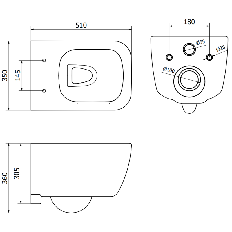 Mexen Stella Fenix B Bidet Concealed Set with White Bidet - 69935685100