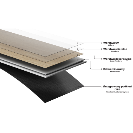 Mexen Palmdale  vinyl panels French herringbone 650 x 127 mm SPC 6.5 mm, IPEX underlay 1.5 mm, 4 V-Groove, Oak - F1286