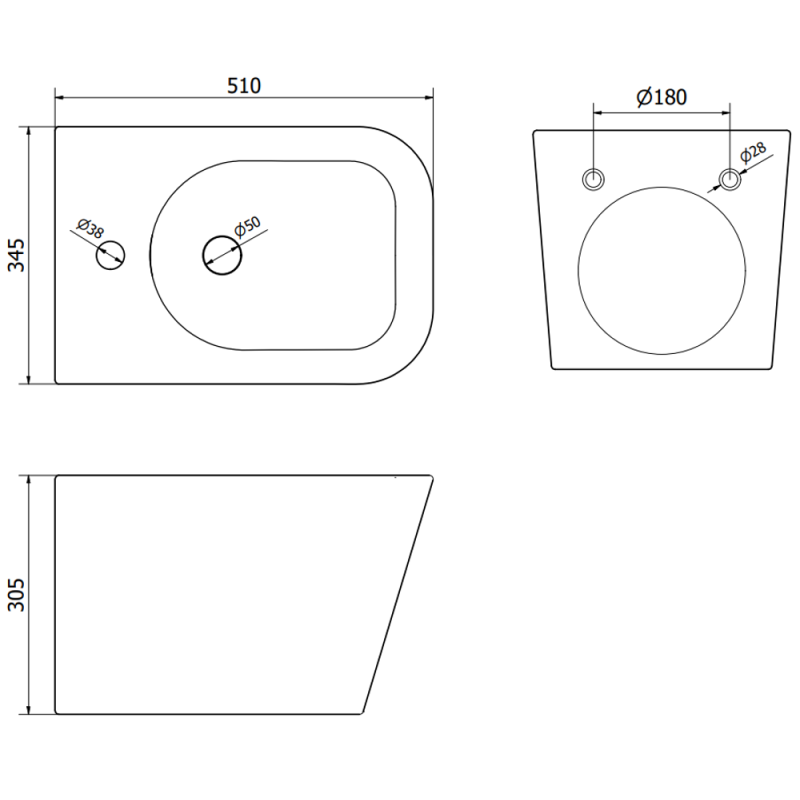 Mexen concealed bidet set Fenix B with Teo bidet, white - 69935855100