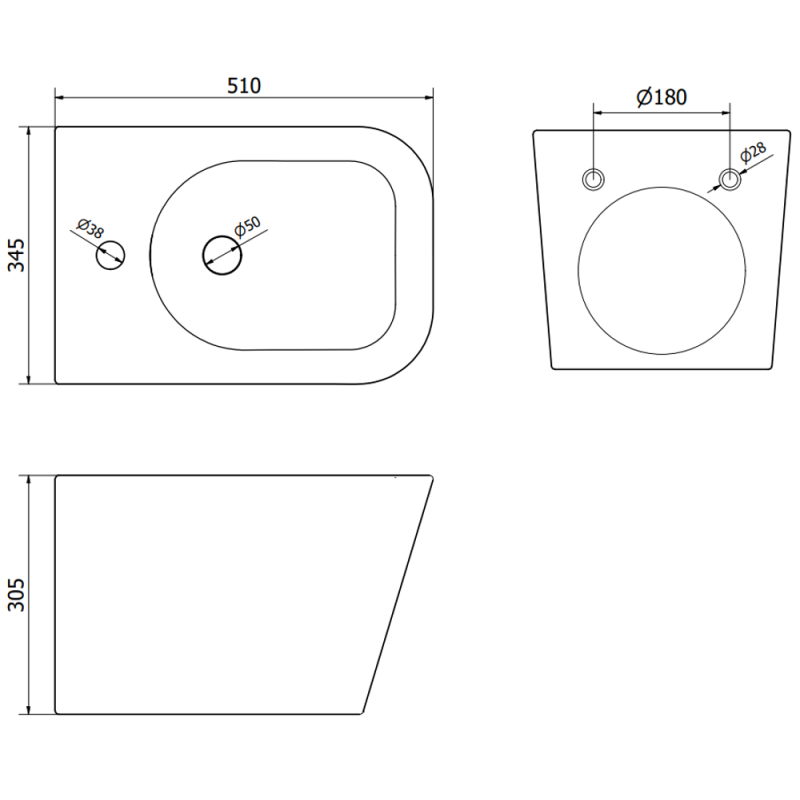 Mexen Teo Fenix B Concealed Bidet Frame Set with Bidet, Matte Black - 69935855185