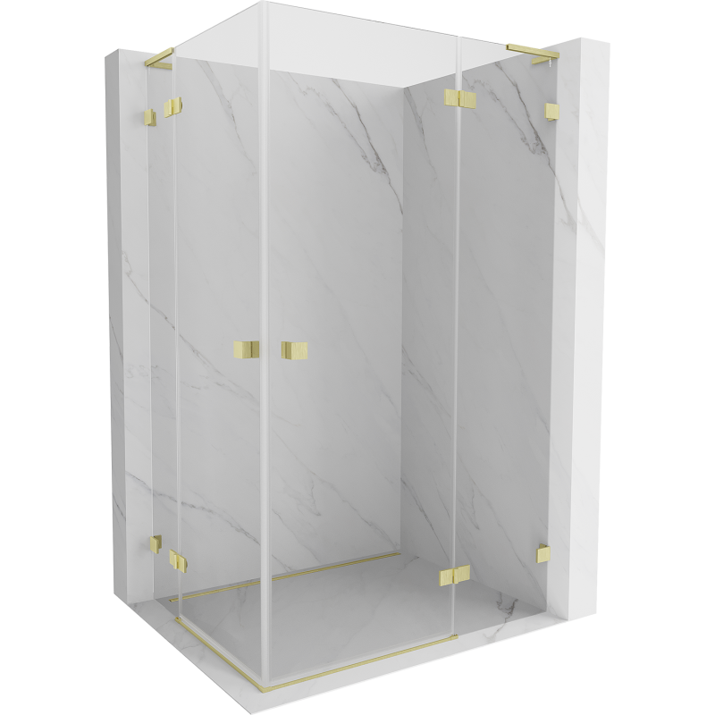 Mexen Lunar L Duo right-hinged shower cabin 105 x 80 cm, transparent, brushed gold - 834L-105P-080L-55-00