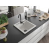 Mexen Vito 1-bowl granite sink 520 x 490 mm, white, black siphon - 6503521000-20-B