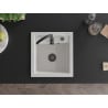 Mexen Vito granite sink 1-bowl 520 x 490 mm, white, black siphon - 6503521000-20-B