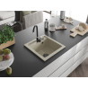 Mexen Vito granite kitchen sink 1-bowl 520 x 490 mm, beige, black siphon - 6503521000-69-B
