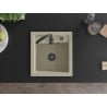 Mexen Vito granite sink 1-bowl 520 x 490 mm, beige, black siphon - 6503521000-69-B