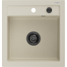 Mexen Vito granite kitchen sink 1-bowl 520 x 490 mm, beige, black siphon - 6503521000-69-B