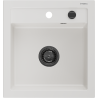 Mexen Vito 1-bowl granite sink 520 x 490 mm, white, black siphon - 6503521000-20-B