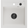 Mexen Vito granite sink 1-bowl 520 x 490 mm, white, black siphon - 6503521000-20-B