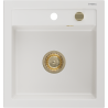 Mexen Vito Granite Sink 1-Bowl 520 x 490 mm, White, Gold Siphon - 6503521000-20-G