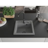 Mexen Vito 1-bowl granite sink 520 x 490 mm, gray, black siphon - 6503521000-71-B