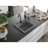 Mexen Vito 1-bowl granite sink 520 x 490 mm, gray, black siphon - 6503521000-71-B