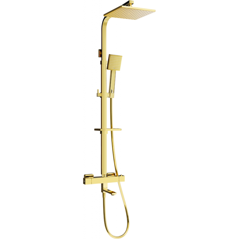 Mexen CQ45 bath and shower set with a rainmaker and thermostatic mixer tap, Gold - 779104595-50