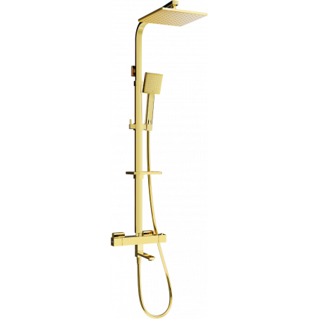 Mexen CQ45 bath and shower set with a rainmaker and thermostatic mixer tap, Gold - 779104595-50