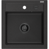 Mexen Vito 1-Bowl Granite Kitchen Sink 520 x 490 mm, Black/Silver Metallic, Black Syphon - 6503521000-73-B