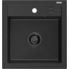 Mexen Vito granite kitchen sink 1-bowl 520 x 490 mm, black/silver metallic, black siphon - 6503521000-73-B