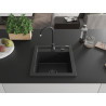 Mexen Vito granite kitchen sink 1-bowl 520 x 490 mm, black/silver metallic, black siphon - 6503521000-73-B