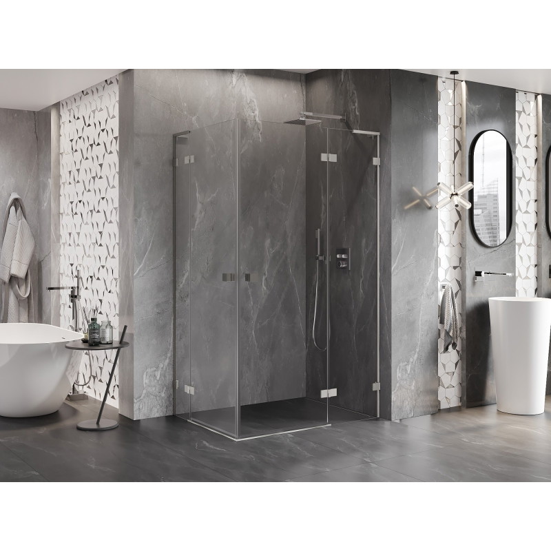 Mexen Lunar L Duo Right-Swing Shower Enclosure 105 x 75 cm, Transparent, Brushed Nickel - 834L-105P-075L-97-00