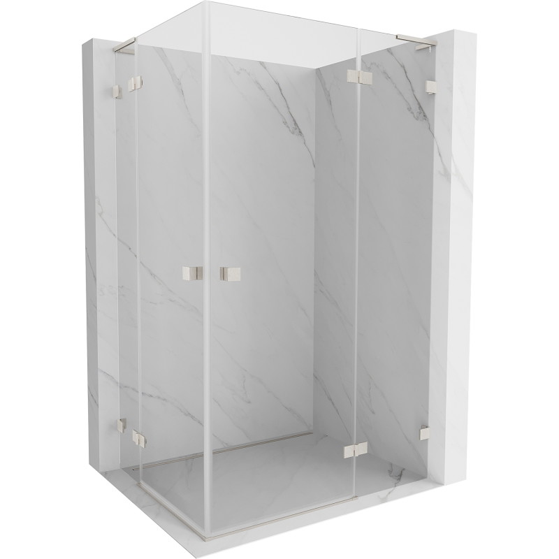Mexen Lunar L Duo Right-Swing Shower Enclosure 105 x 75 cm, Transparent, Brushed Nickel - 834L-105P-075L-97-00