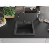 Mexen Vito granite sink 1-bowl 520 x 490 mm, black speckled, black siphon - 6503521000-76-B