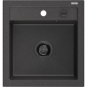 Mexen Vito 1-bowl granite sink 520 x 490 mm, black speckled, black siphon - 6503521000-76-B