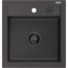 Mexen Vito granite sink 1-bowl 520 x 490 mm, black speckled, black siphon - 6503521000-76-B