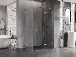 Mexen Lunar L Duo Swing Shower Cabin Right 110 x 80 cm, Transparent, Brushed Nickel - 834L-110P-080L-97-00