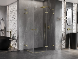 Mexen Lunar L Duo hinged shower cabin right 115 x 95 cm, transparent, brushed gold - 834L-115P-095L-55-00